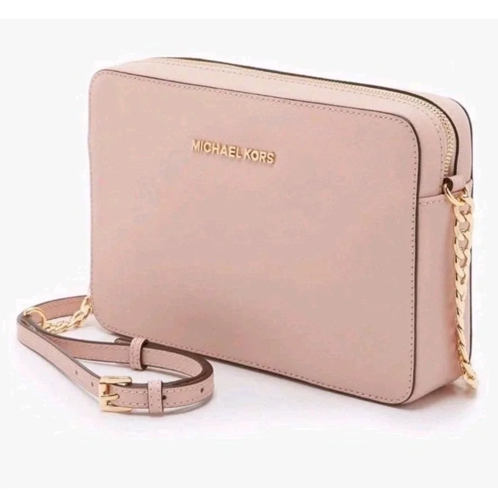 Michael Kors Handbag Jet Set Powder Pink Leather Crossbody Bag AUTHENTIC
